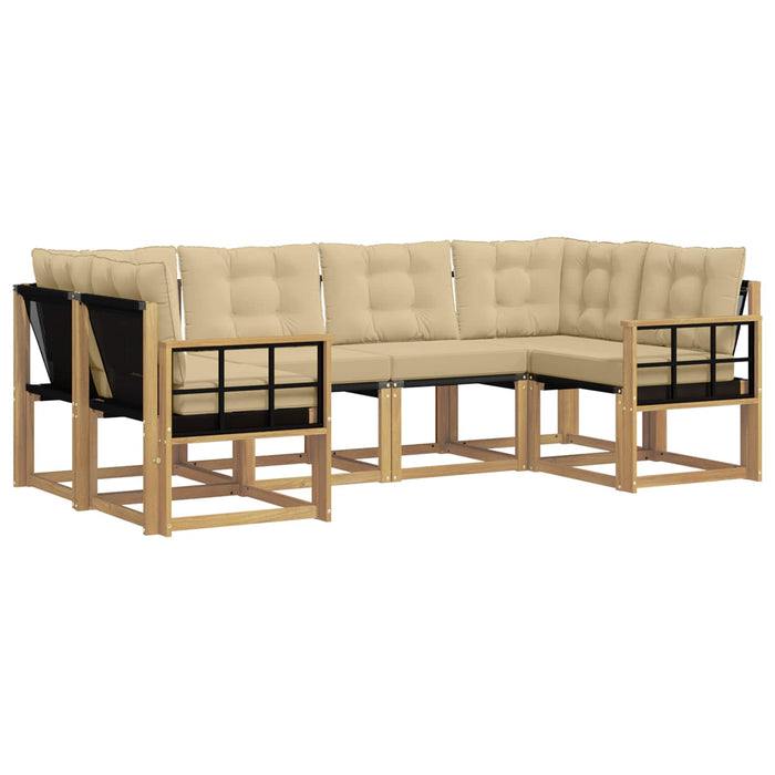 Set de canapele de exterior cu pernă 6 pcs Alb și Bej WALTI