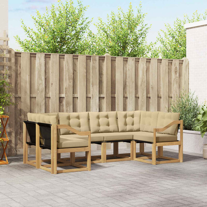 Set de canapele de exterior cu pernă 6 pcs Alb și Bej WALTI