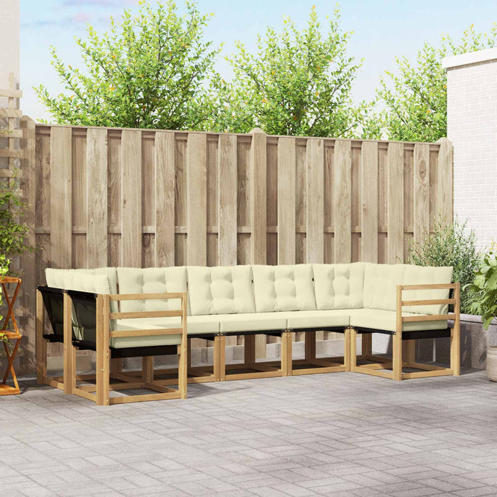 Set de canapele de exterior cu pernă 7 pcs Alb și crem WALTI