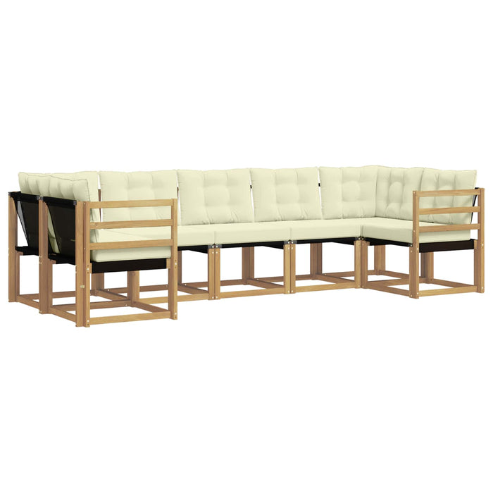 Set de canapele de exterior cu pernă 7 pcs Alb și crem WALTI