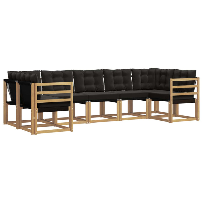 Set de canapele de exterior cu pernă 7 pcs Alb și negru WALTI