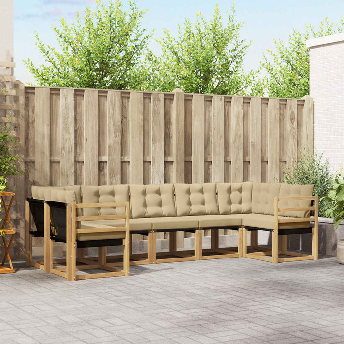 Set de canapele de exterior cu pernă 7 pcs Alb și Bej WALTI