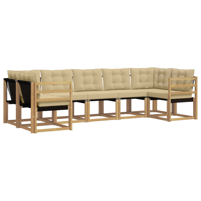 Set de canapele de exterior cu pernă 7 pcs Alb și Bej WALTI