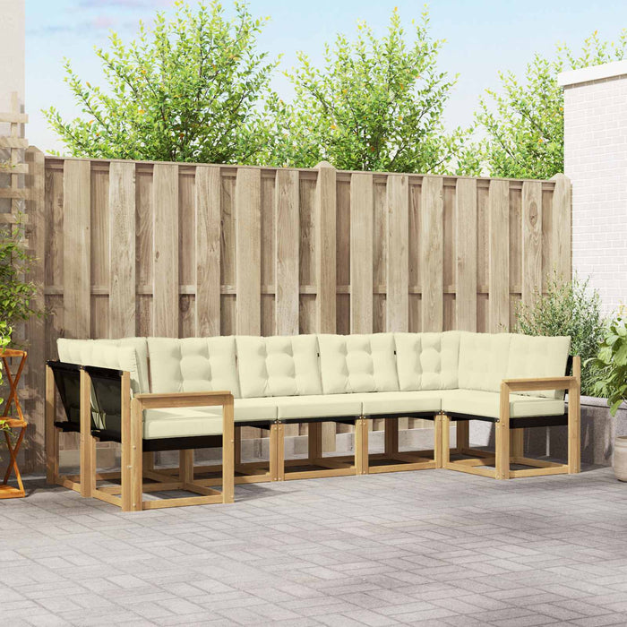 Set de canapele de exterior cu pernă 7 pcs Alb și crem WALTI