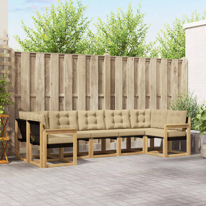 Set de canapele de exterior cu pernă 7 pcs Alb și Bej WALTI