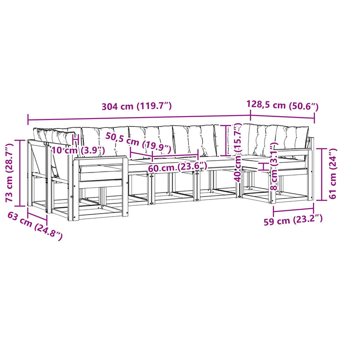 Set de canapele de exterior cu pernă 7 pcs Alb și Bej WALTI
