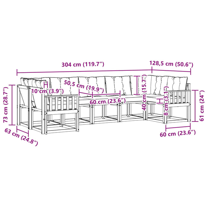 Set de canapele de exterior cu pernă 7 pcs Alb și gri deschis WALTI