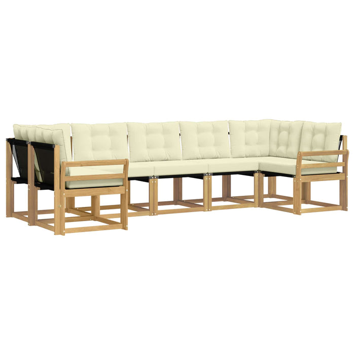 Set de canapele de exterior cu pernă 7 pcs Alb și crem WALTI