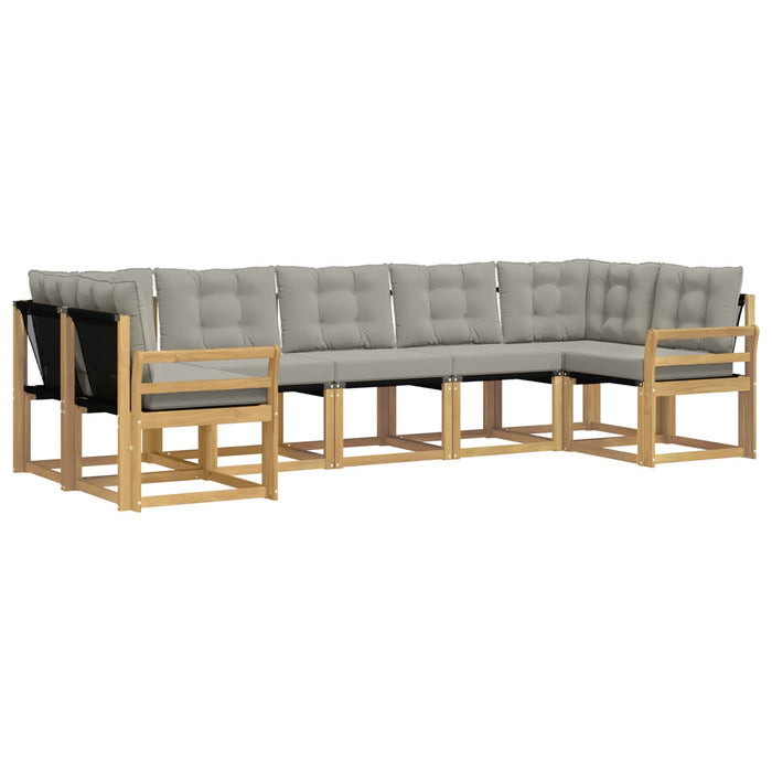 Set de canapele de exterior cu pernă 7 pcs Alb și gri deschis WALTI