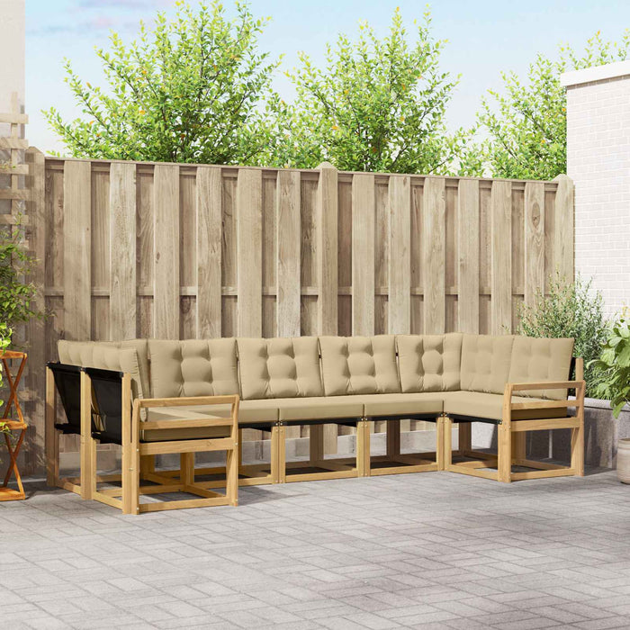 Set de canapele de exterior cu pernă 7 pcs Alb și Bej WALTI