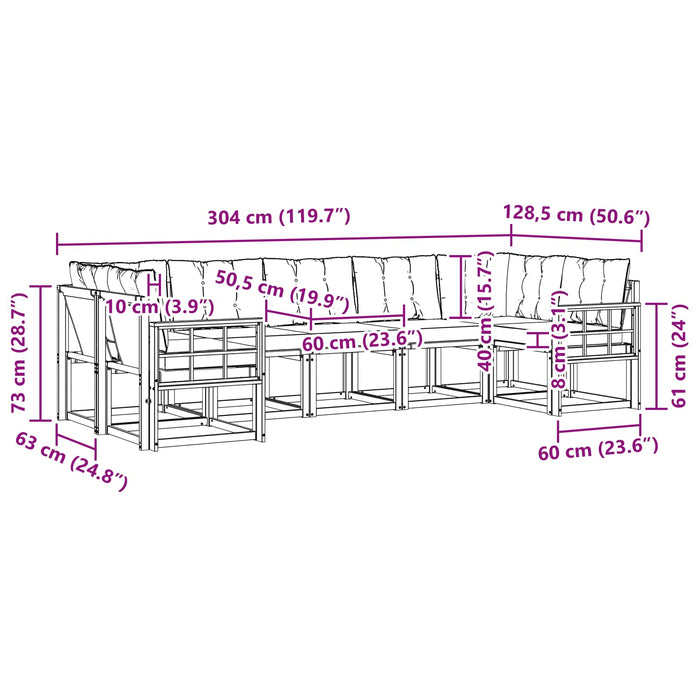 Set de canapele de exterior cu pernă 7 pcs Alb și gri deschis WALTI
