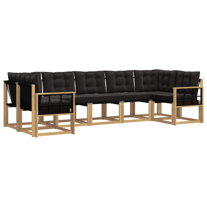 Set de canapele de exterior cu pernă 7 pcs Alb și negru WALTI