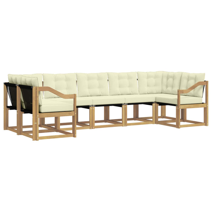 Set de canapele de exterior cu pernă 7 pcs Alb și crem WALTI