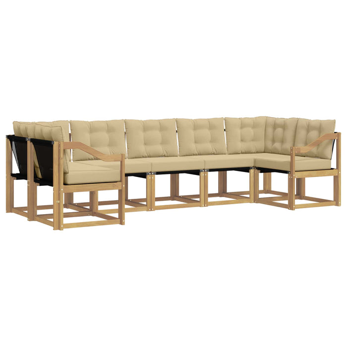 Set de canapele de exterior cu pernă 7 pcs Alb și Bej WALTI
