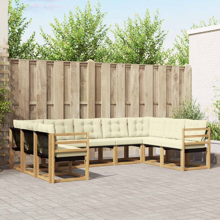 Set de canapele de exterior cu pernă 9 pcs Alb și crem WALTI
