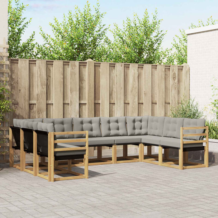 Set de canapele de exterior cu pernă 9 pcs Alb și gri deschis WALTI