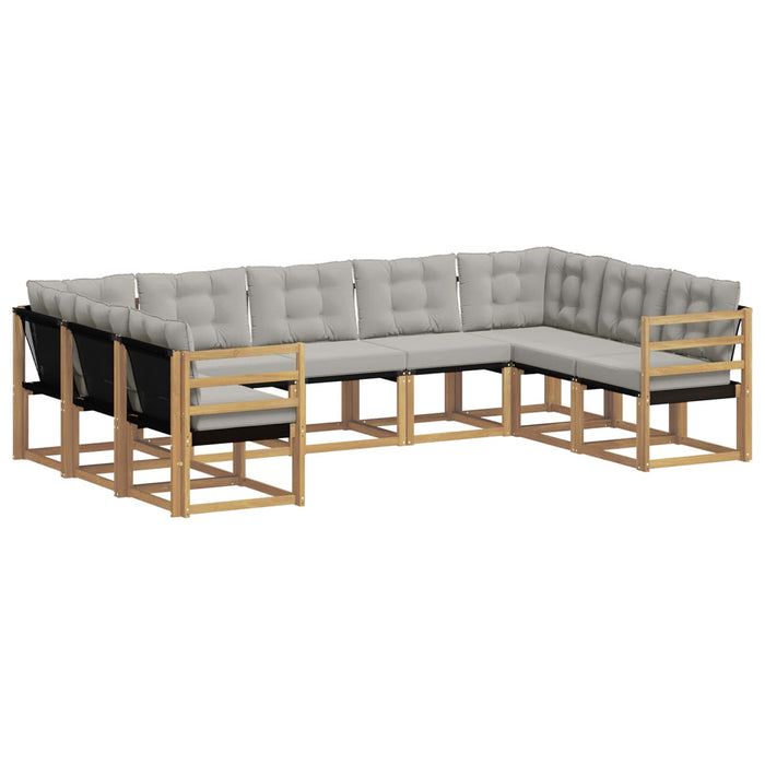 Set de canapele de exterior cu pernă 9 pcs Alb și gri deschis WALTI