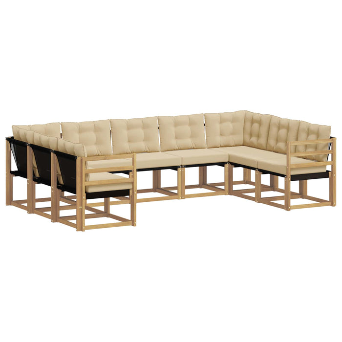 Set de canapele de exterior cu pernă 9 pcs Alb și Bej WALTI