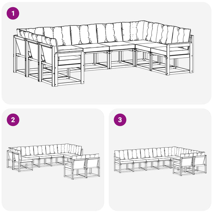 Set de canapele de exterior cu pernă 9 pcs Alb și crem WALTI