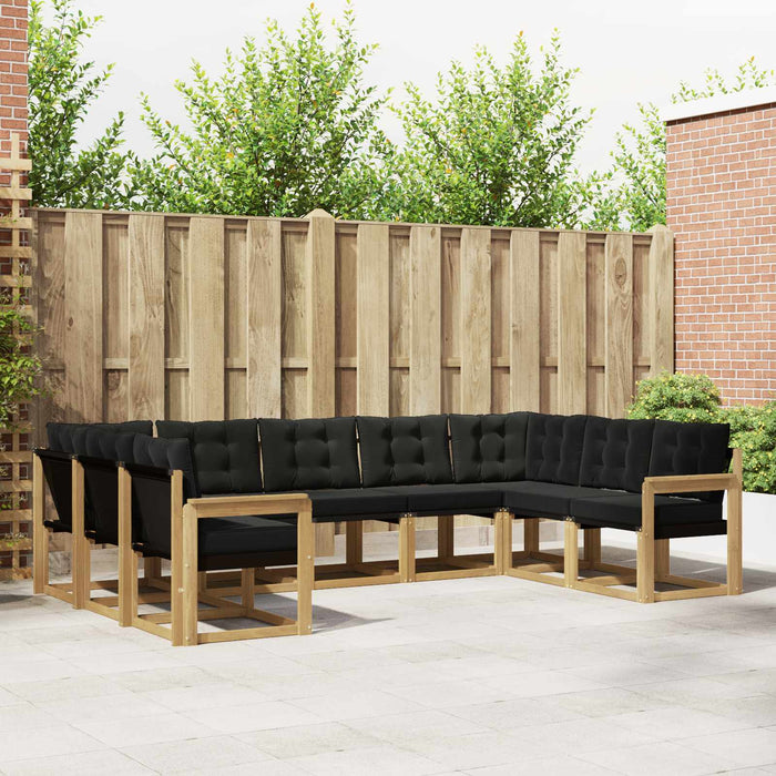 Set de canapele de exterior cu pernă 9 pcs Alb și negru WALTI