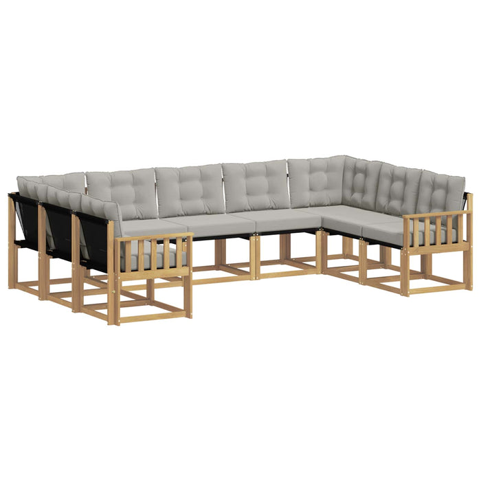 Set de canapele de exterior cu pernă 9 pcs Alb și gri deschis WALTI