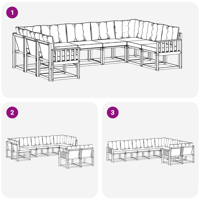 Set de canapele de exterior cu pernă 9 pcs Alb și gri deschis WALTI