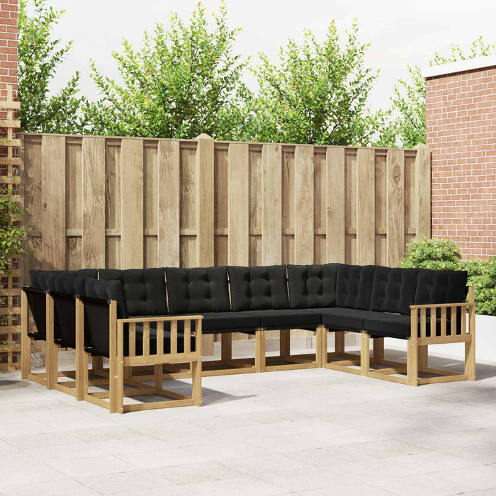 Set de canapele de exterior cu pernă 9 pcs Alb și negru WALTI