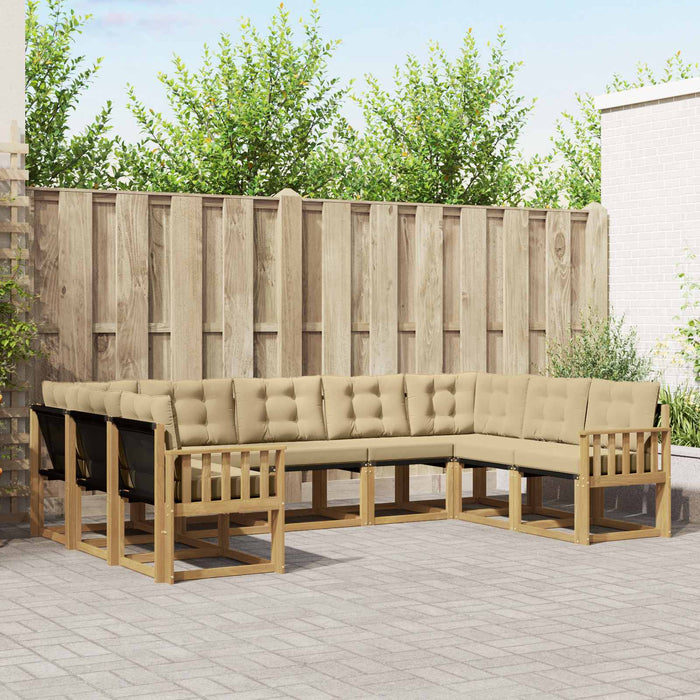 Set de canapele de exterior cu pernă 9 pcs Alb și Bej WALTI