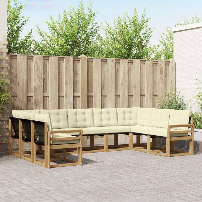 Set de canapele de exterior cu pernă 9 pcs Alb și crem WALTI