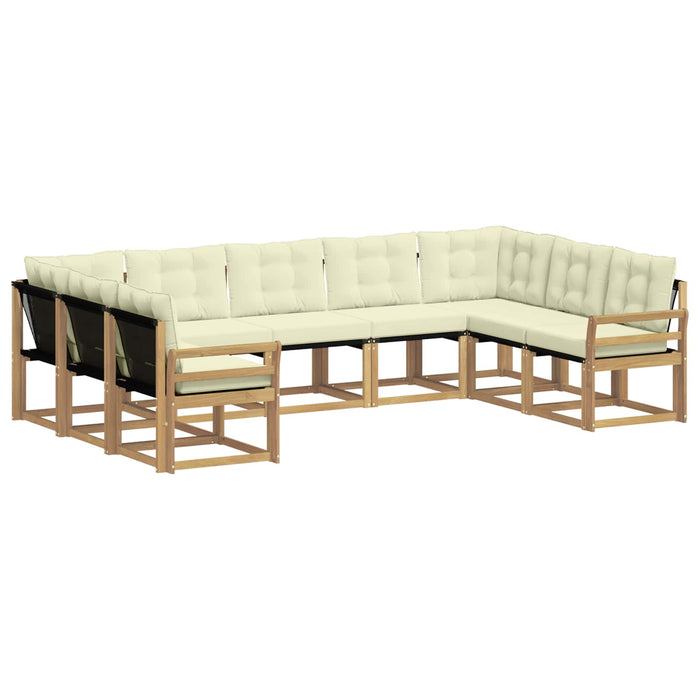 Set de canapele de exterior cu pernă 9 pcs Alb și crem WALTI