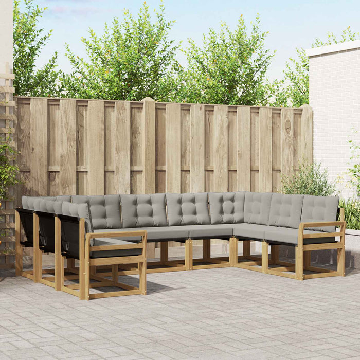Set de canapele de exterior cu pernă 9 pcs Alb și gri deschis WALTI