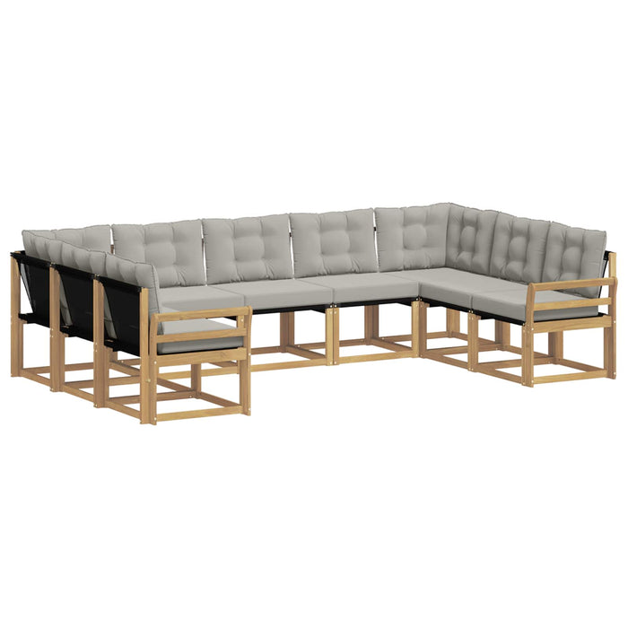 Set de canapele de exterior cu pernă 9 pcs Alb și gri deschis WALTI