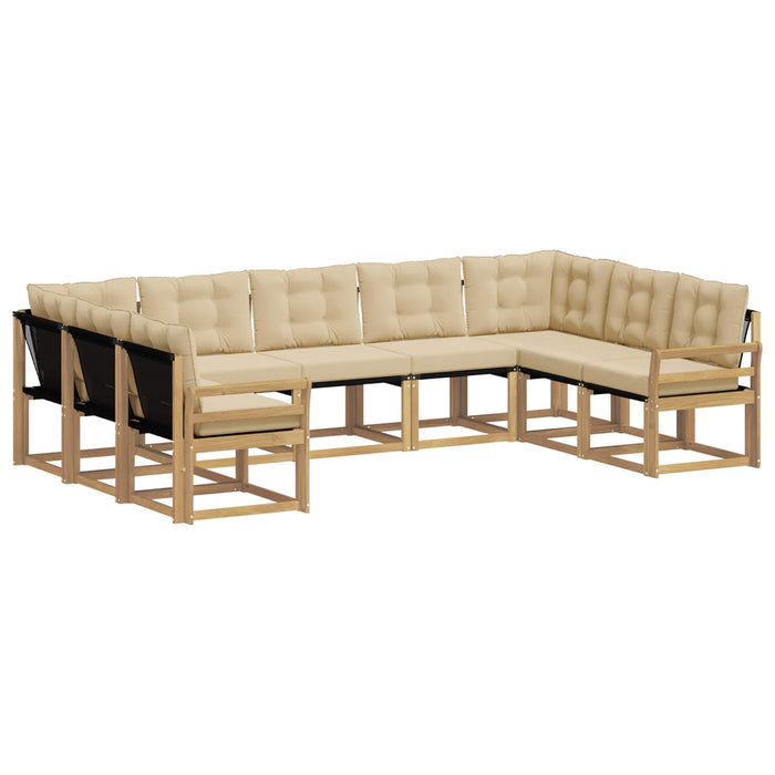 Set de canapele de exterior cu pernă 9 pcs Alb și Bej WALTI