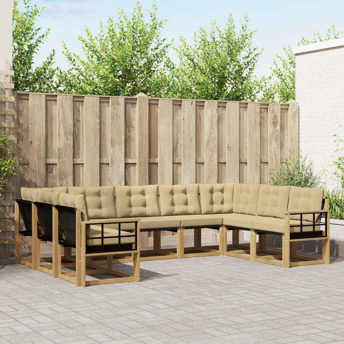 Set de canapele de exterior cu pernă 9 pcs Alb și Bej WALTI