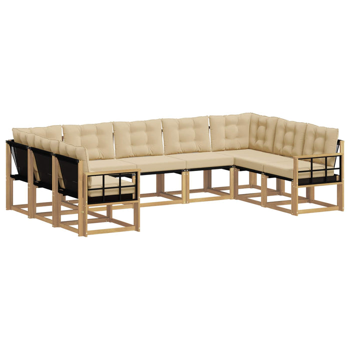 Set de canapele de exterior cu pernă 9 pcs Alb și Bej WALTI