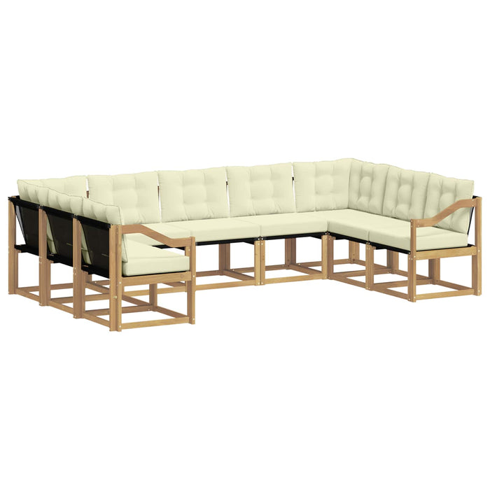 Set de canapele de exterior cu pernă 9 pcs Alb și crem WALTI