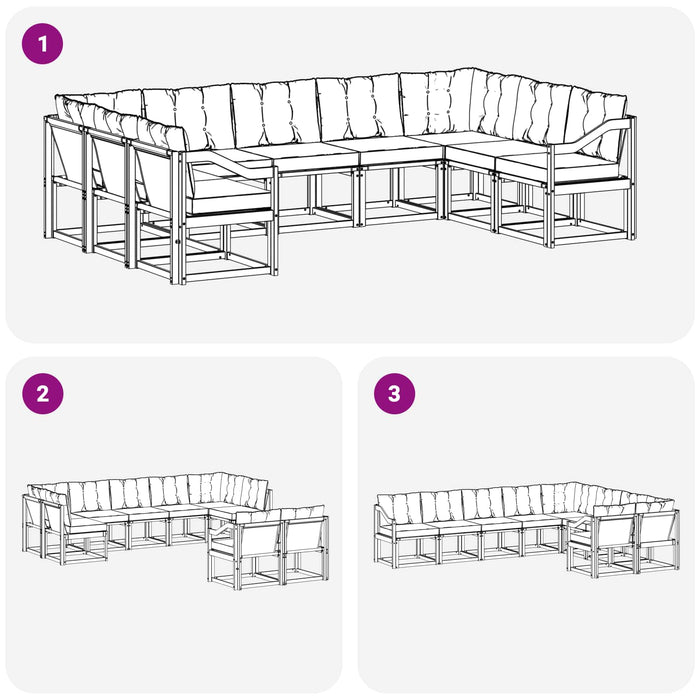 Set de canapele de exterior cu pernă 9 pcs Alb și crem WALTI
