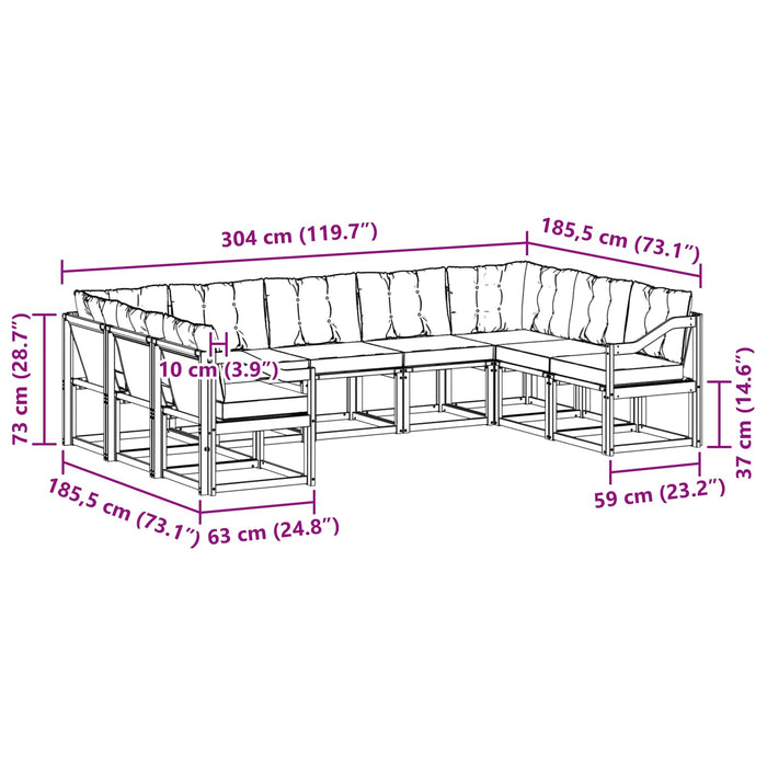 Set de canapele de exterior cu pernă 9 pcs Alb și gri deschis WALTI