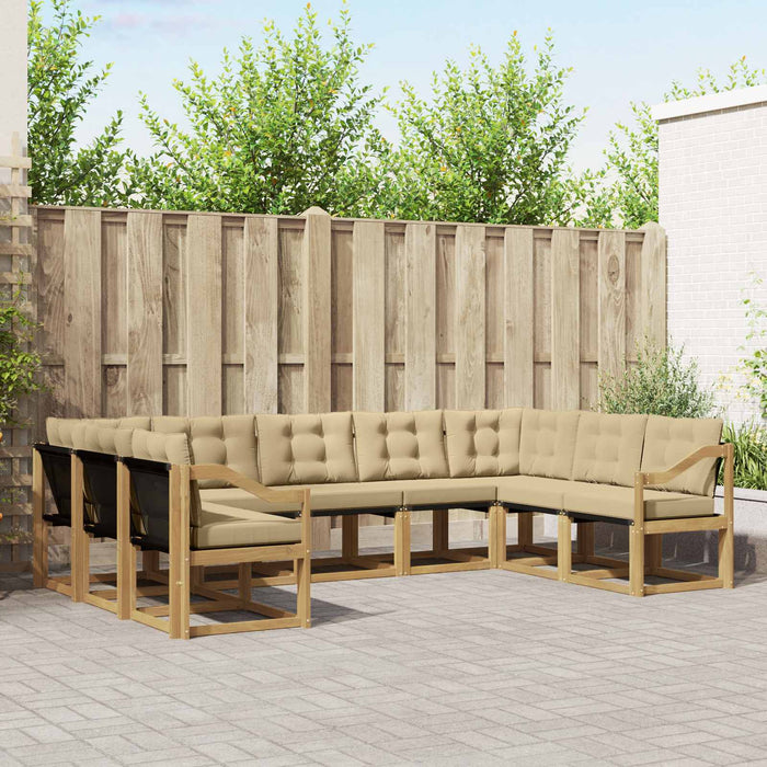 Set de canapele de exterior cu pernă 9 pcs Alb și Bej WALTI