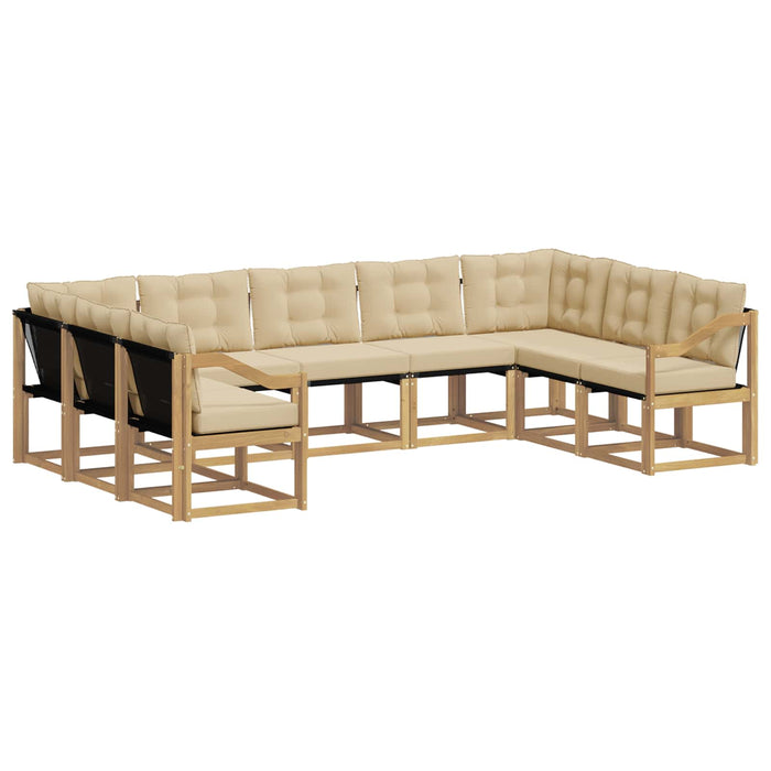 Set de canapele de exterior cu pernă 9 pcs Alb și Bej WALTI