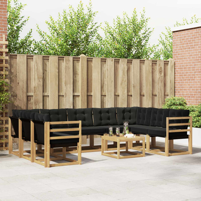 Set de canapele de exterior cu pernă 10 pcs Alb și negru WALTI