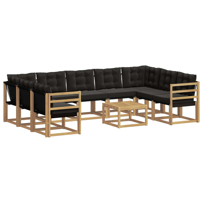 Set de canapele de exterior cu pernă 10 pcs Alb și negru WALTI