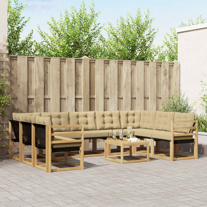 Set de canapele de exterior cu pernă 10 pcs Alb și Bej WALTI