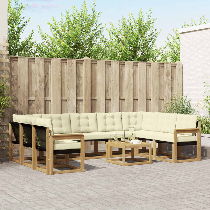 Set de canapele de exterior cu pernă 10 pcs Alb și crem WALTI