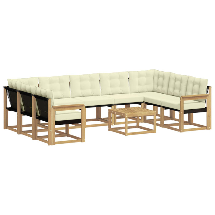 Set de canapele de exterior cu pernă 10 pcs Alb și crem WALTI