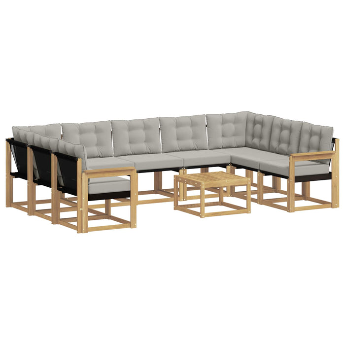Set de canapele de exterior cu pernă 10 pcs Alb și gri deschis WALTI