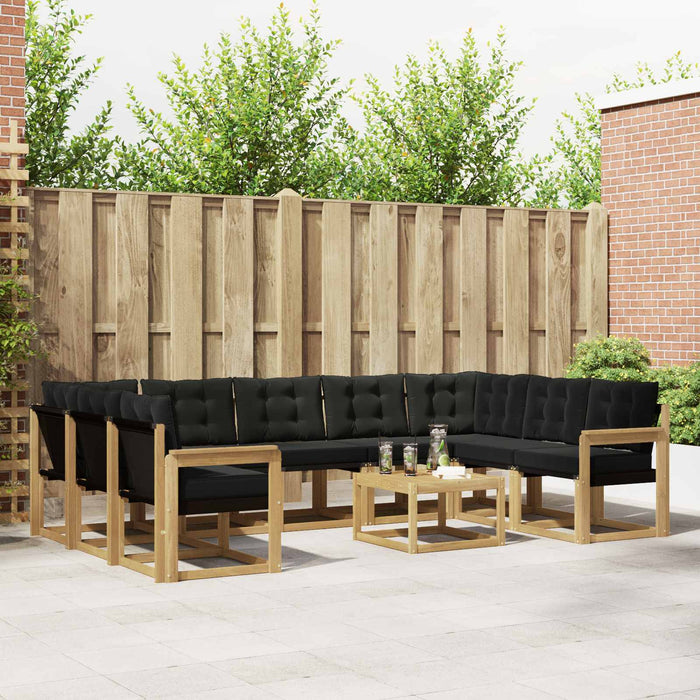 Set de canapele de exterior cu pernă 10 pcs Alb și negru WALTI