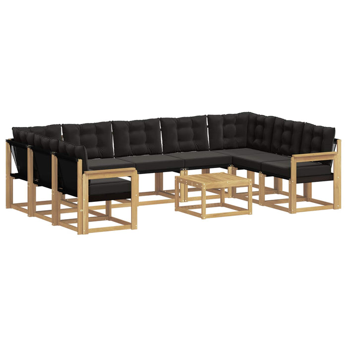 Set de canapele de exterior cu pernă 10 pcs Alb și negru WALTI