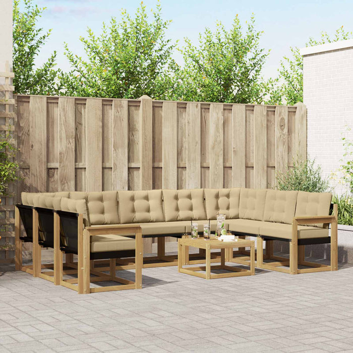 Set de canapele de exterior cu pernă 10 pcs Alb și Bej WALTI