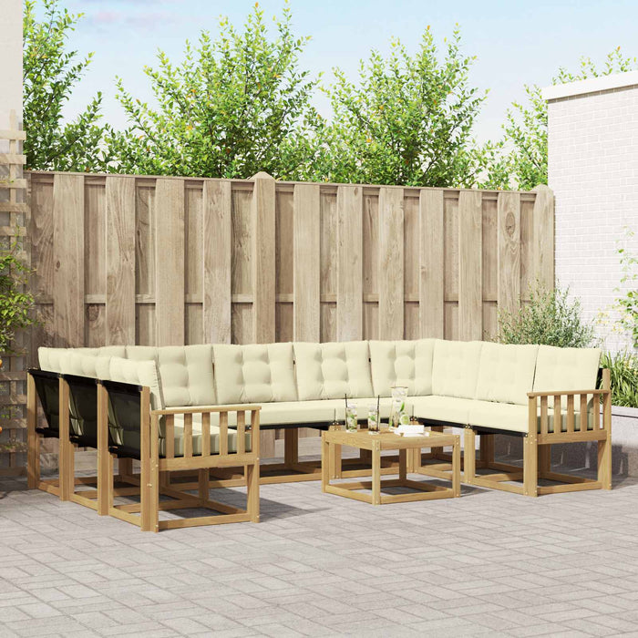 Set de canapele de exterior cu pernă 10 pcs Alb și crem WALTI